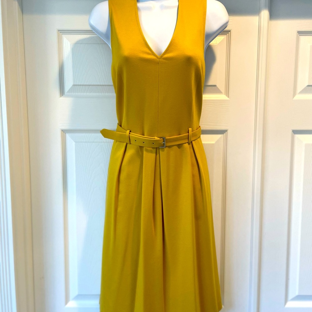 Beautifully tailored chartreuse sleeveless Banana Republic Dress with belt